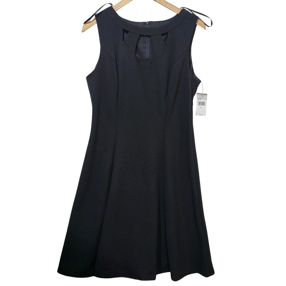 Alyx Womens Black‎ Cutout Neckline Fit and Flare Sleeveless Dress 12 0309K83 NEW